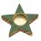 Bougeoir étoile en bois vernis vert brillant 12×2 cm – déco de table Noël chic