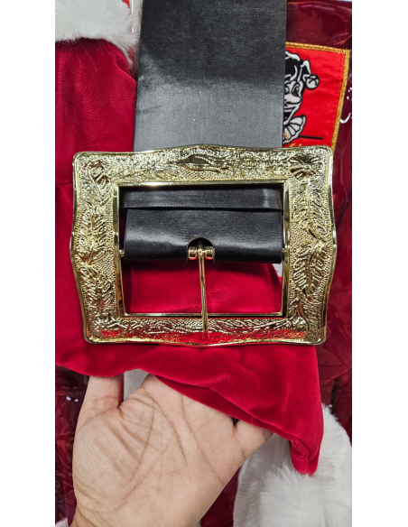 Ceinture Père Noël Luxe Professionnelle – Boucle dorée massive