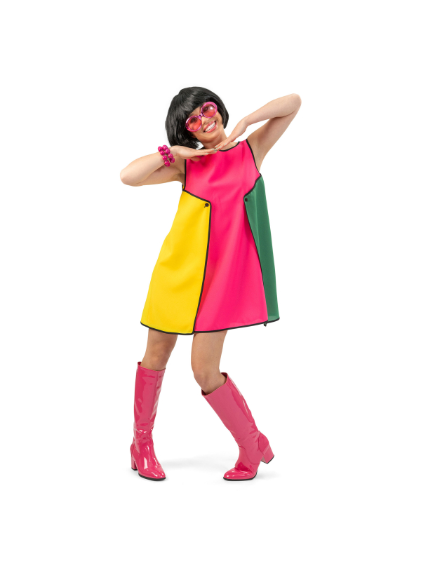 Robe trapèze color block années 60 – Déguisement femme style Mod & go-go