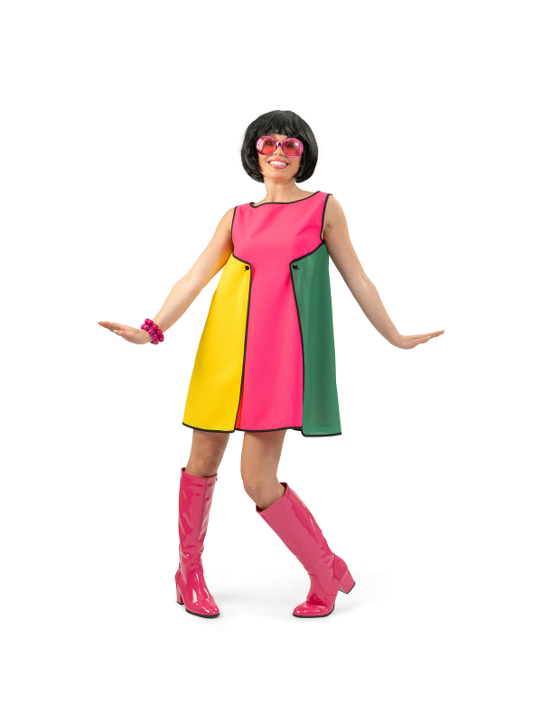 Robe trapèze color block années 60 – Déguisement femme style Mod & go-go