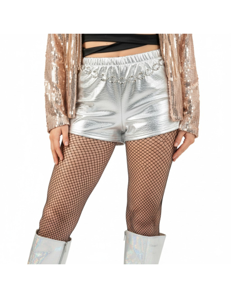 Short argenté femme – Disco sexy pour festival & danse (S/M, M/L, L/XL)