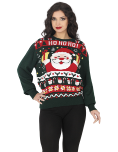 Pull de Noël femme “HO HO HO!” – Motif Père Noël & Confort Festif