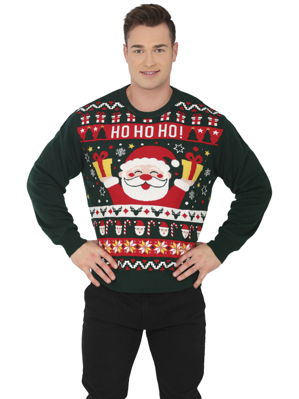 Pull de Noël homme “HO HO HO!” – Kitsch stylé, esprit d’équipe garanti