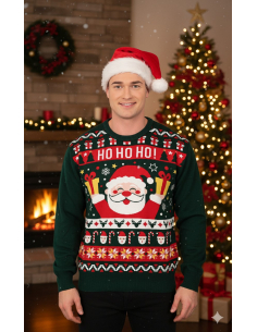 Pull de Noël homme “HO HO HO!” – Kitsch stylé, esprit d’équipe garanti