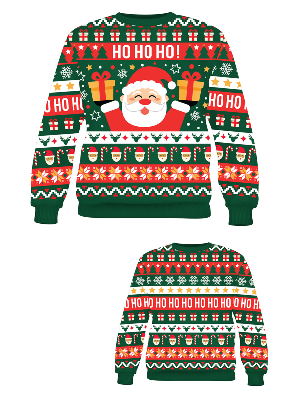 Pull de Noël enfant “HO HO HO!” – Mixte, doux et prêt pour la photo