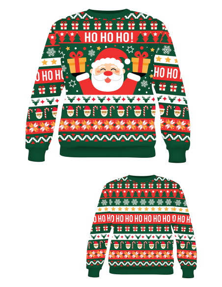 Pull de Noël enfant “HO HO HO!” – Mixte, doux et prêt pour la photo