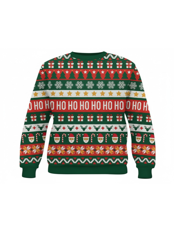 Pull de Noël enfant “HO HO HO!” – Mixte, doux et prêt pour la photo