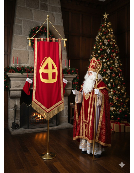 Mât Métal Doré pour Bannière Saint-Nicolas – Élégance et Polyvalence
