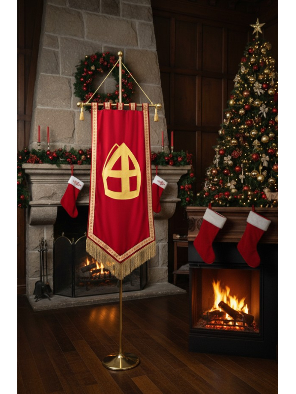 Mât Métal Doré pour Bannière Saint-Nicolas – Élégance et Polyvalence