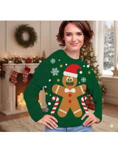 Pull de Noël Femme “Biscuit de Pain d’Épices” – Craquant,... 2
