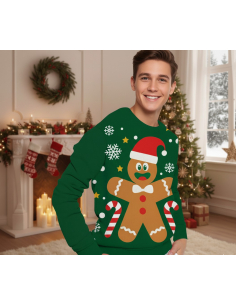 Pull de Noël Homme “Biscuit de Pain d’Épices” – L’humour gourmand au service du style festif