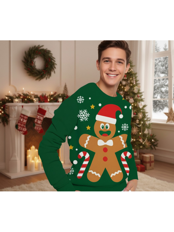 Pull de Noël Homme “Biscuit de Pain d’Épices” – L’humour gourmand au service du style festif