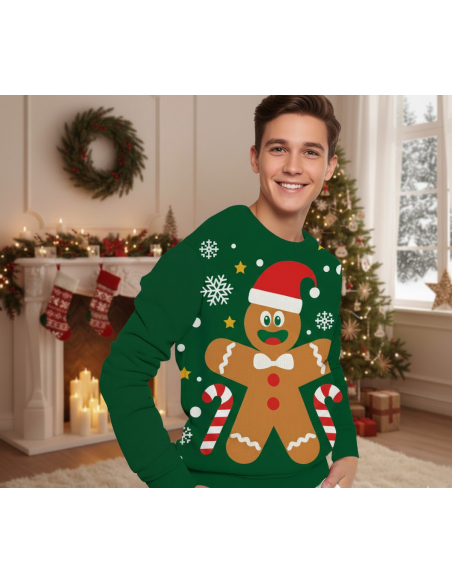 Pull de Noël Homme “Biscuit de Pain d’Épices” – L’humour gourmand au service du style festif