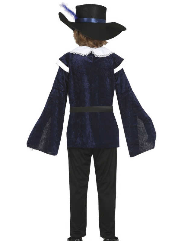 Déguisement Mousquetaire Enfant – Costume Historique avec Chapeau, Ceinture et Tunique Bleue