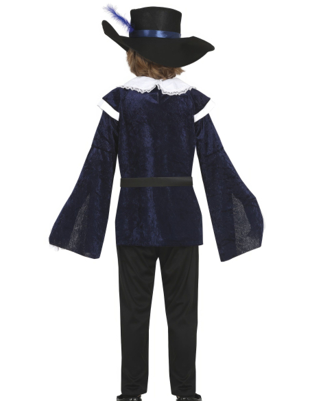 Déguisement Mousquetaire Enfant – Costume Historique avec Chapeau, Ceinture et Tunique Bleue
