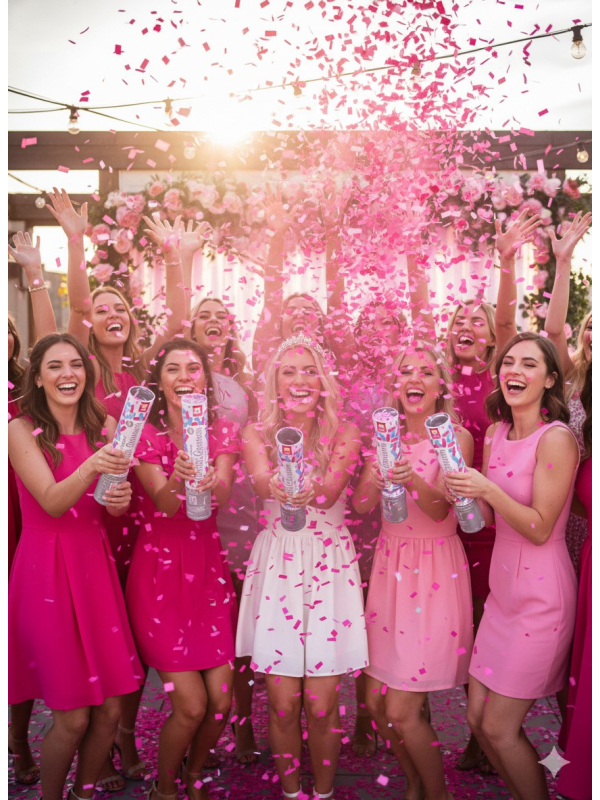 Canons à Confettis Biodégradable Rose 20 cm – Boite de 24 pcs