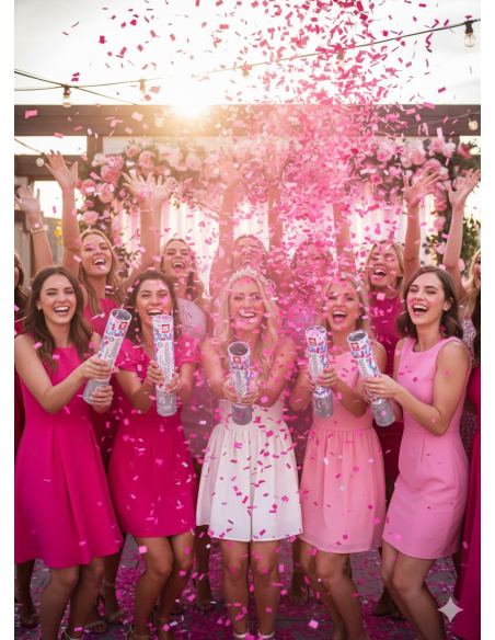 Canons à Confettis Biodégradable Rose 20 cm – Boite de 24 pcs