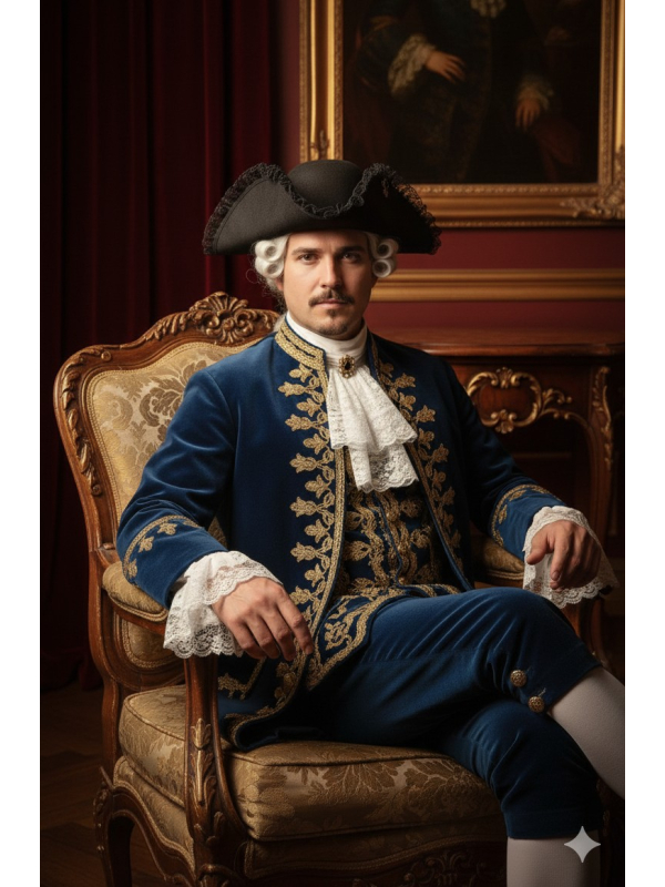 Chapeau tricorne noir noble – Volants dentelle | Déguisement pirate & historique