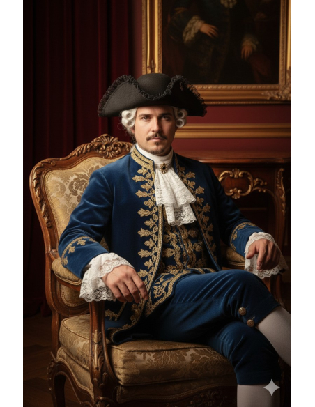 Chapeau tricorne noir noble – Volants dentelle | Déguisement pirate & historique