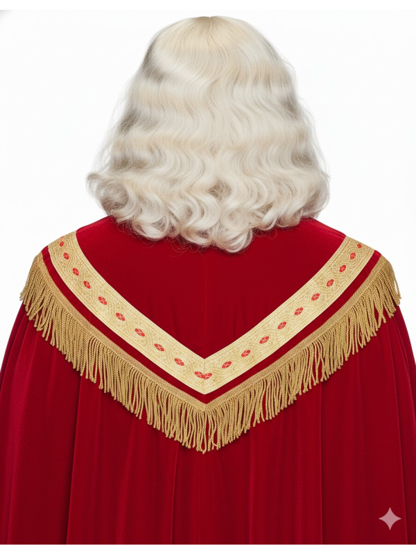Perruque et Barbe Père Noël Professionnelles – Ensemble de Luxe Saint-Nicolas pour Collectivités