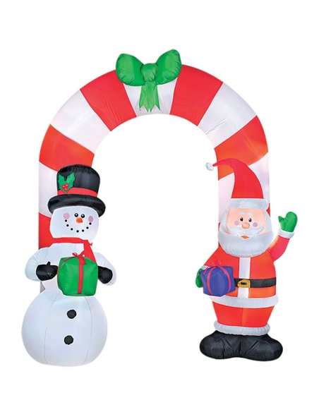 Arche de Noël gonflable lumineuse 2,40 m – Père Noël & Bonhomme de Neige