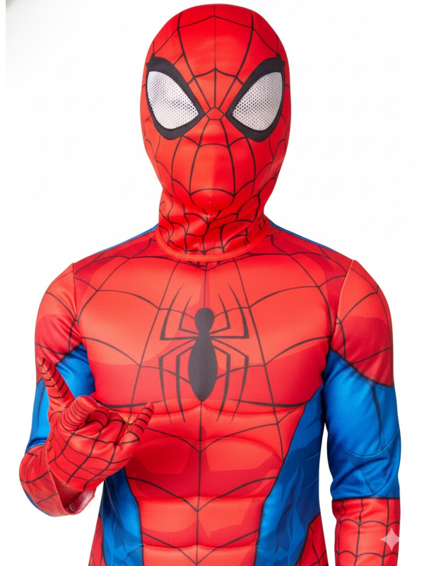 Déguisement Spiderman Enfant Luxe – Haut Rembourré, Masque et Gants