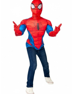 Déguisement Spiderman Enfant Luxe – Haut Rembourré, Masque et Gants
