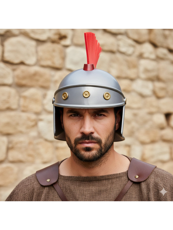 Casque Romain avec Crête Rouge – Accessoire de Guerrier Antique pour Adulte