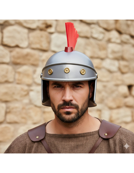 Casque Romain avec Crête Rouge – Accessoire de Guerrier Antique pour Adulte