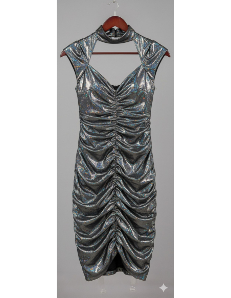 Robe Disco Argentée Femme – Style Années 70 Glam