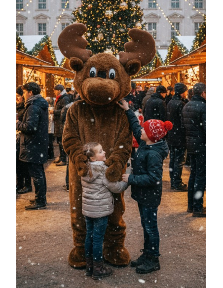 Mascotte d'Élan Marron pour Adulte - Qualité professionnelle