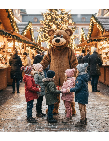Mascotte d'Ours Brun pour Adulte - Qualité Professionnelle