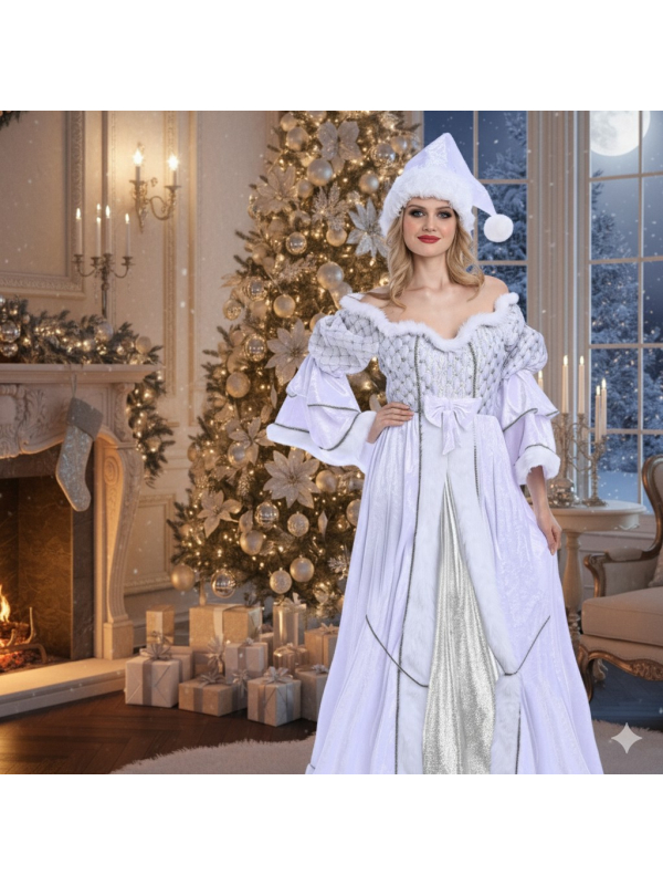 Costume Mère Noël Blanche Féérique Taille Unique S-L – Confection Européenne