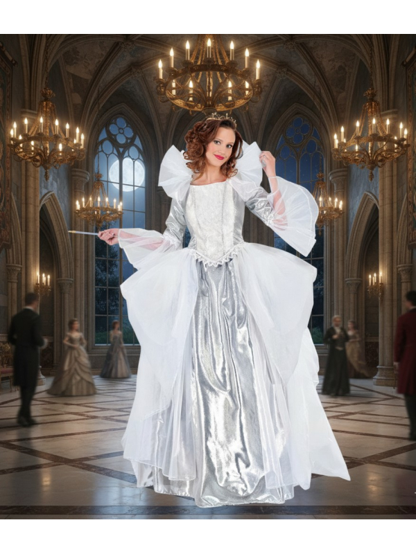 Costume Fée de Noël Argent & Blanc – Robe...