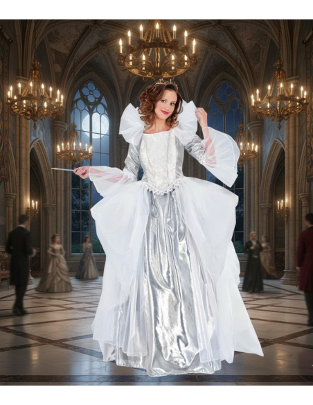 Costume Fée de Noël Argent & Blanc – Robe Féérique Polyvalente Femme Adulte