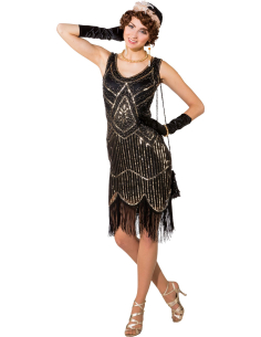 Robe Charleston Noire & Argentée à Sequins – Années 20