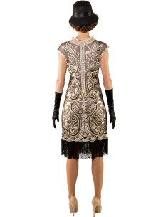 Robe Charleston Dorée à Sequins & Franges Noires 2