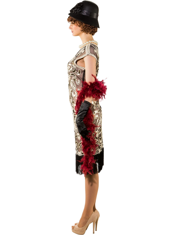 Robe Charleston Dorée à Sequins & Franges Noires