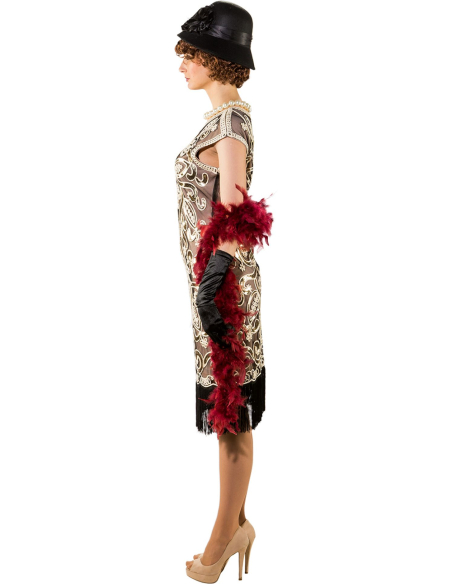Robe Charleston Dorée à Sequins & Franges Noires