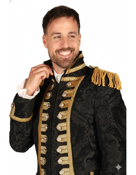 Veste d’Officier Impérial – Style Second Empire, Brocart Noir et Doré