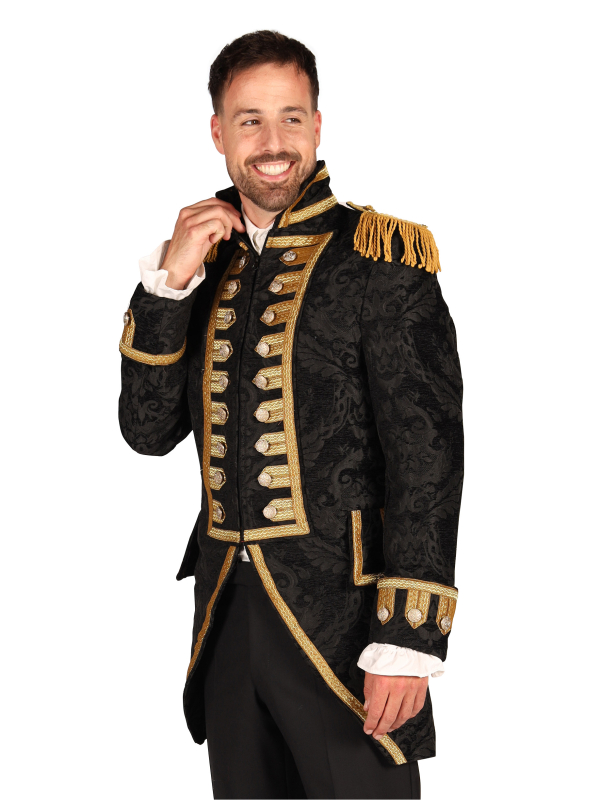 Veste d’Officier Impérial – Style Second Empire, Brocart Noir et Doré