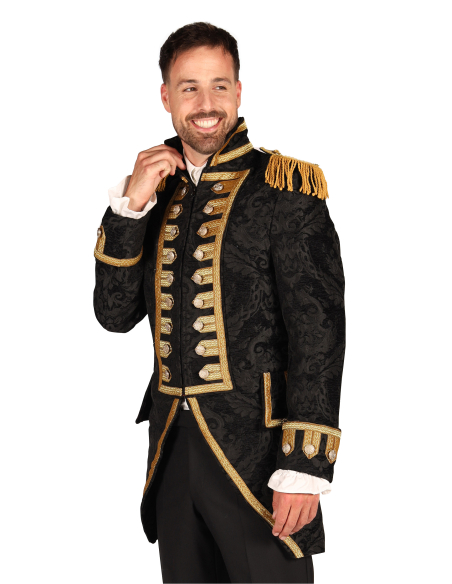 Veste d’Officier Impérial – Style Second Empire, Brocart Noir et Doré