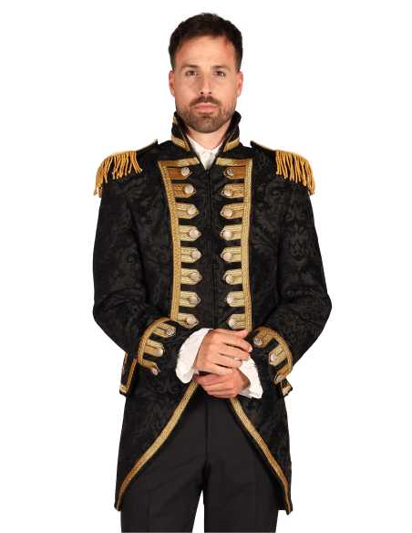 Veste d’Officier Impérial – Style Second Empire, Brocart Noir et Doré