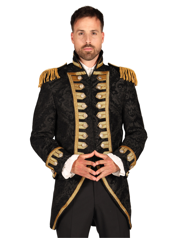 Veste d’Officier Impérial – Style Second Empire, Brocart Noir et Doré