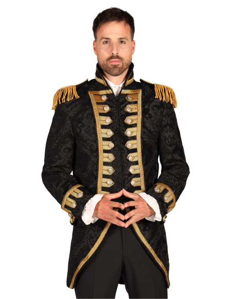 Veste d’Officier Impérial – Style Second Empire, Brocart Noir et Doré