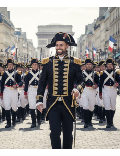 Veste d’Officier Impérial – Style Second Empire, Brocart Noir et Doré