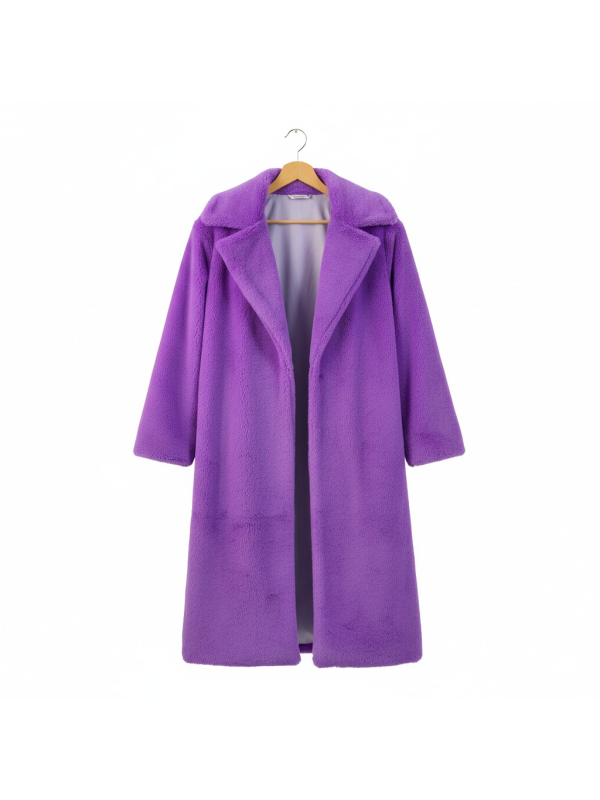 Manteau Violet en Fausse Fourrure – Spécial Carnaval de Dunkerque