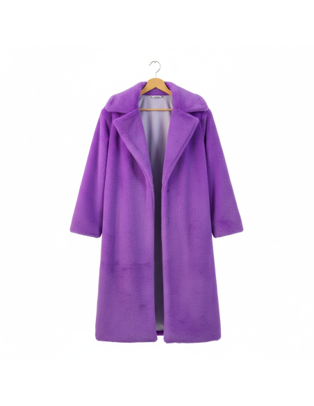Manteau Violet en Fausse Fourrure – Spécial Carnaval de Dunkerque