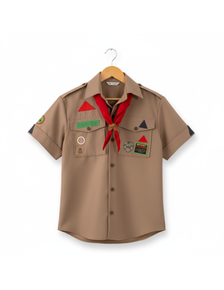 Déguisement de Scout pour Adulte – Chemise beige & bandana rouge