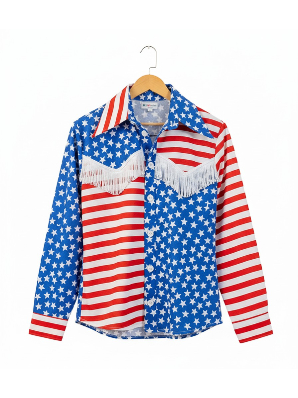 Déguisement de Cow-boy Américain – Chemise Western aux Couleurs du Drapeau USA